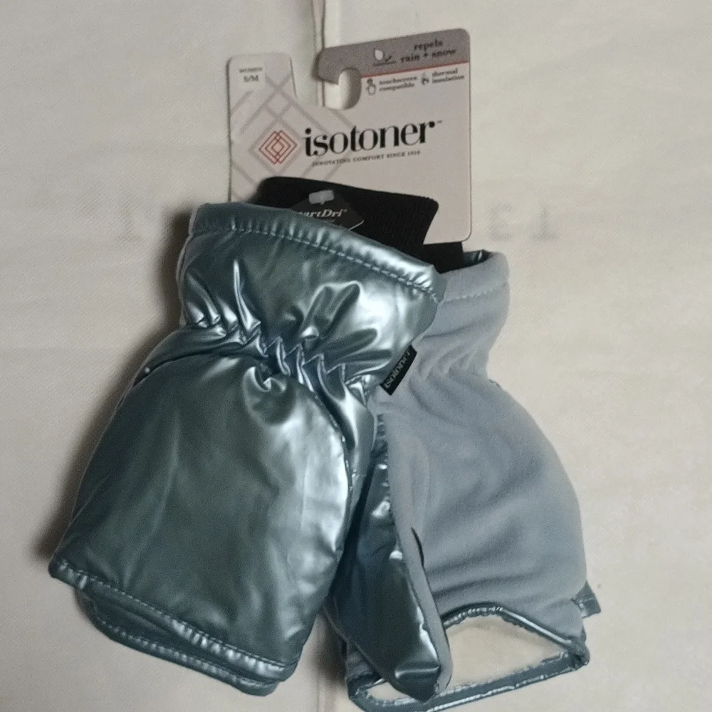 Isotoner Touchscreen Convertible Mittens In Blue Fog